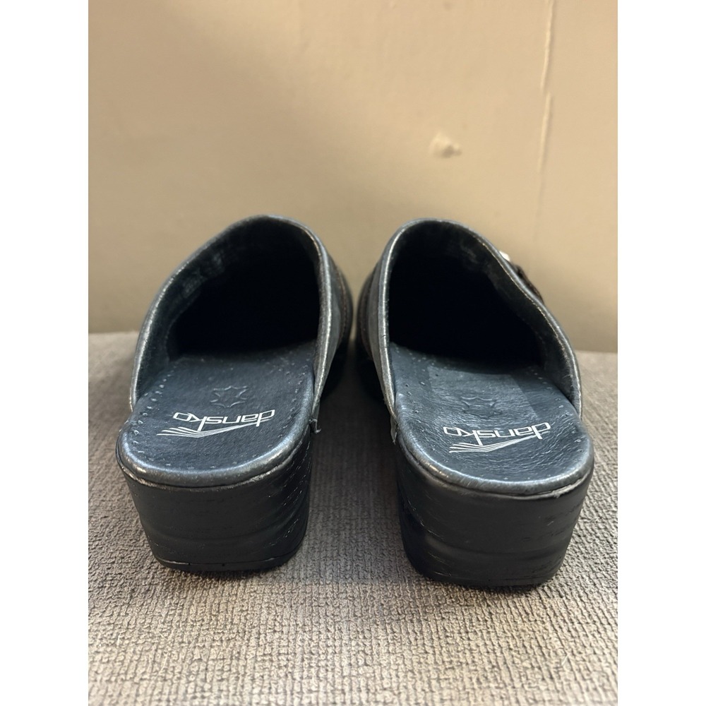 DANSKO Shandi Leather Slip On Tassel Mule Clogs Womens Sz 37 Black - Picture 4 of 7
